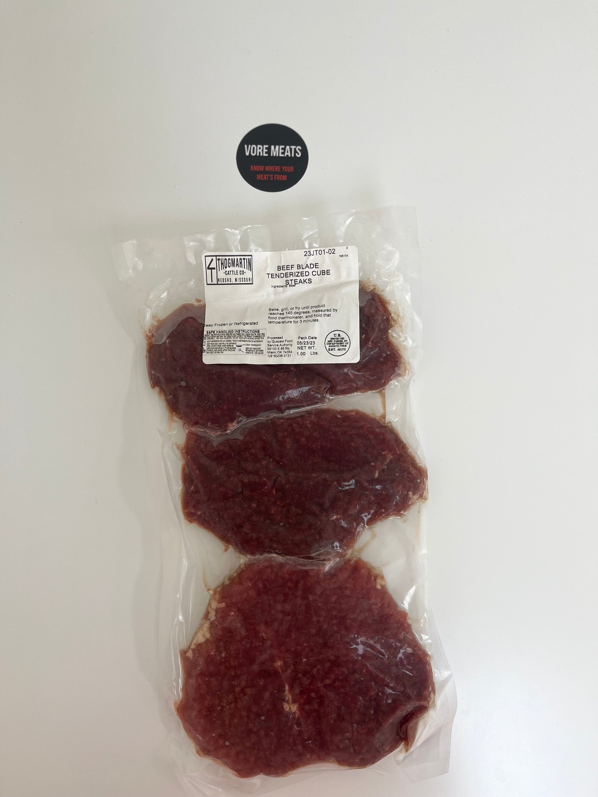 Grass-Fed Ration-Finished Cube Steak, 1 Pound Package – Vore Meats